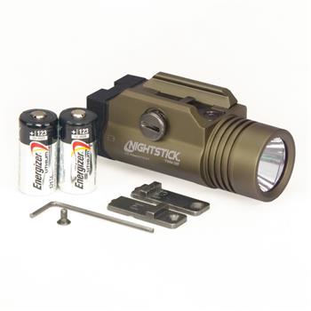 TWM-30F Tactical Weapon-Mounted Light includes rail inserts and batteries
