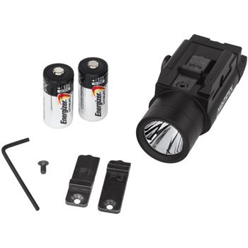 TWM-350 Tactical Weapon-Mounted Light includes cross-rail inserts and batteries