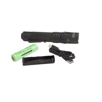 Nightstick 588XL USB Rechargeable Flashlight comes with Lithium-ion Rechargeable Battery, USB-C Cable, and CR123 Battery Carrier (CR123 battery not included)